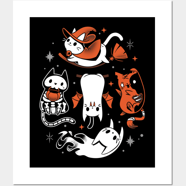 Spooky Kitty Crew - Halloween Cats Wall Art by Snouleaf